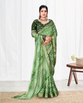 Ombre design Jacquard border Soft Cotton Spray Test) saree with blouse for women